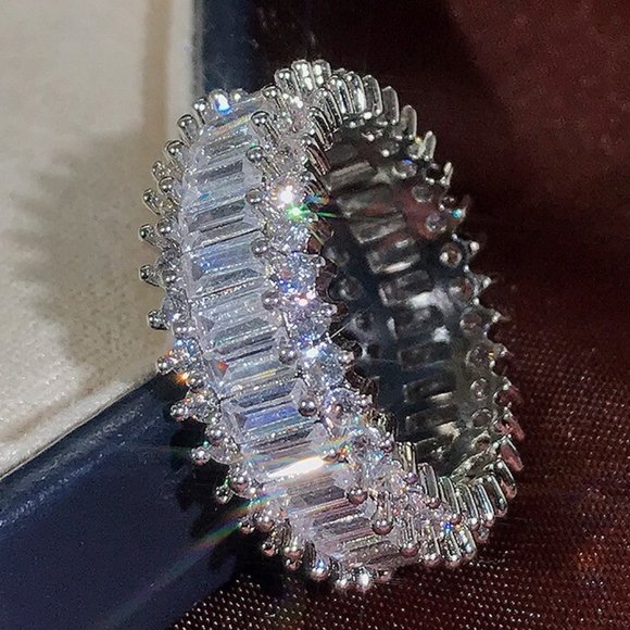 Jewelry - NEW SILVER BAGUETTE ROUND DIAMOND ETERNITY RING